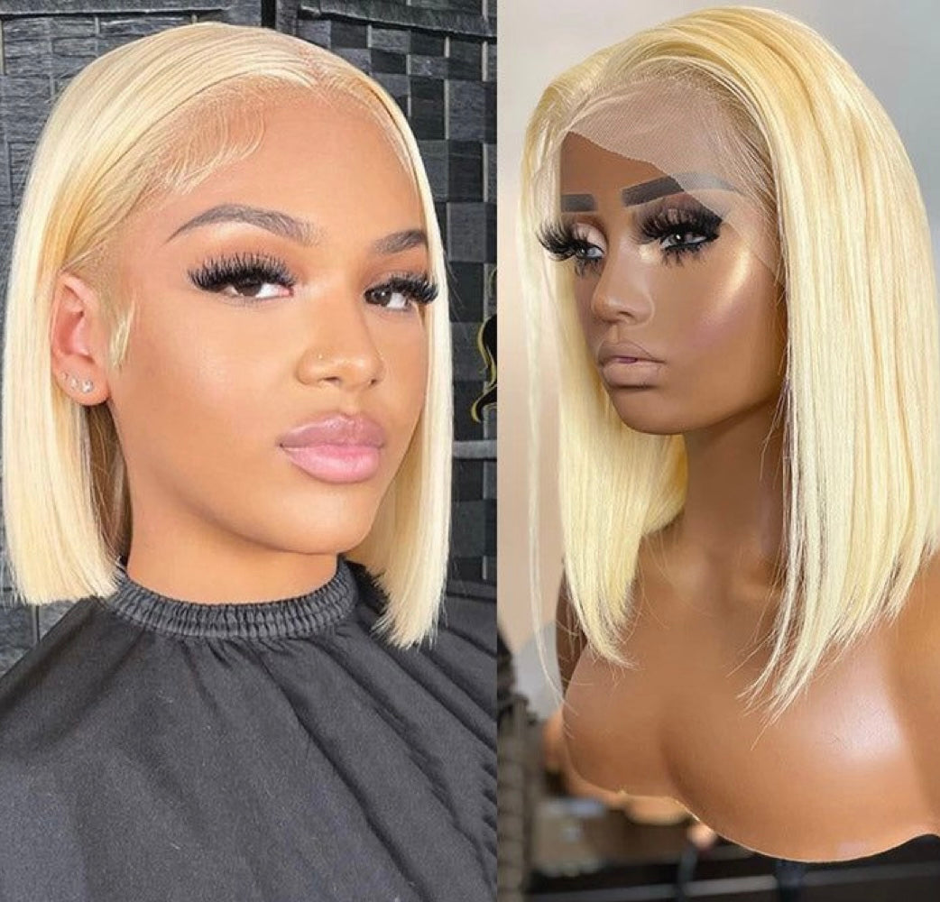 10-inch 13x6 HD Lace Blonde Bob Wig – Straight, 100% Human Hair