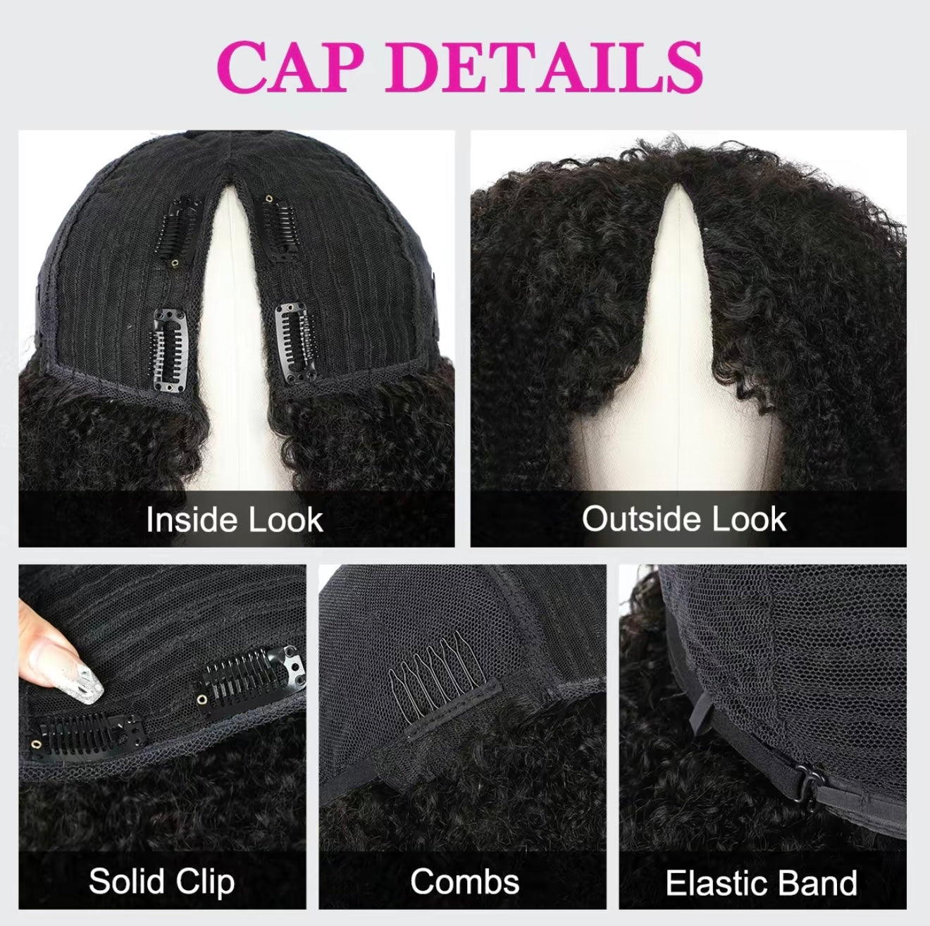 Kinky Curly V Part Wig – 100% Human hair