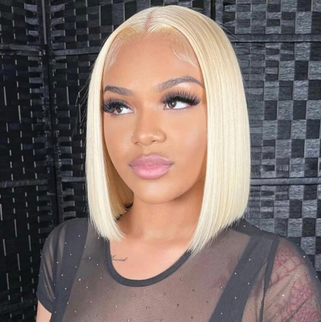 10-inch 13x6 HD Lace Blonde Bob Wig – Straight, 100% Human Hair