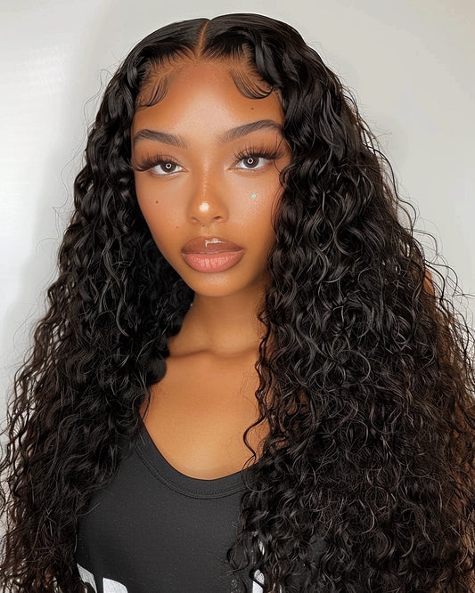 24” Water Wave 13x4 HD Lace Front Wig – 250% Density, 100% Human Hair