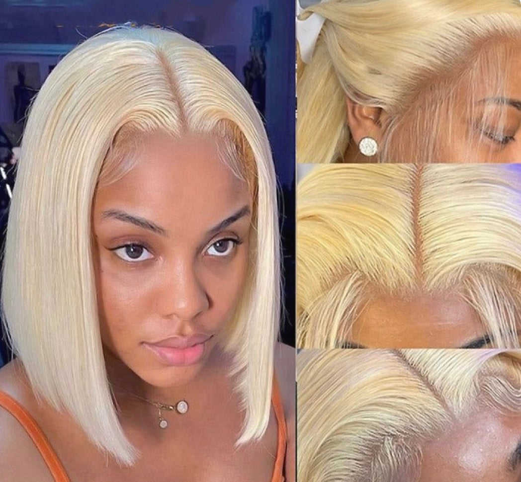 10-inch 13x6 HD Lace Blonde Bob Wig – Straight, 100% Human Hair