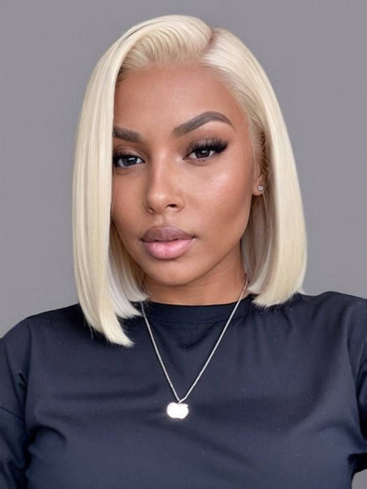 10-inch 13x6 HD Lace Blonde Bob Wig – Straight, 100% Human Hair