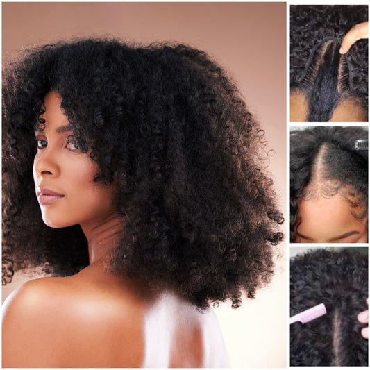 Kinky Curly V Part Wig – 100% Human hair