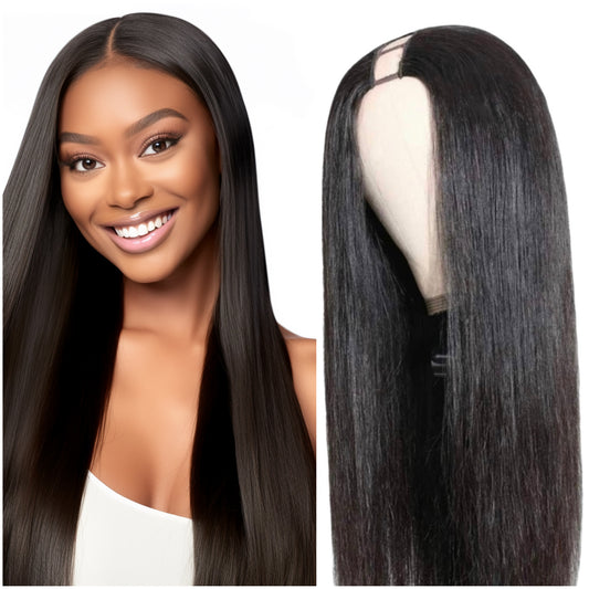 180% Density V Part Wig – Silky Straight- Smooth & Simple, Quick Install, 100% Human Hair