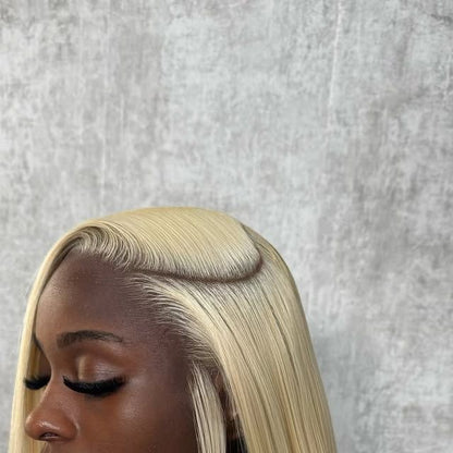 10-inch 13x6 HD Lace Blonde Bob Wig – Straight, 100% Human Hair